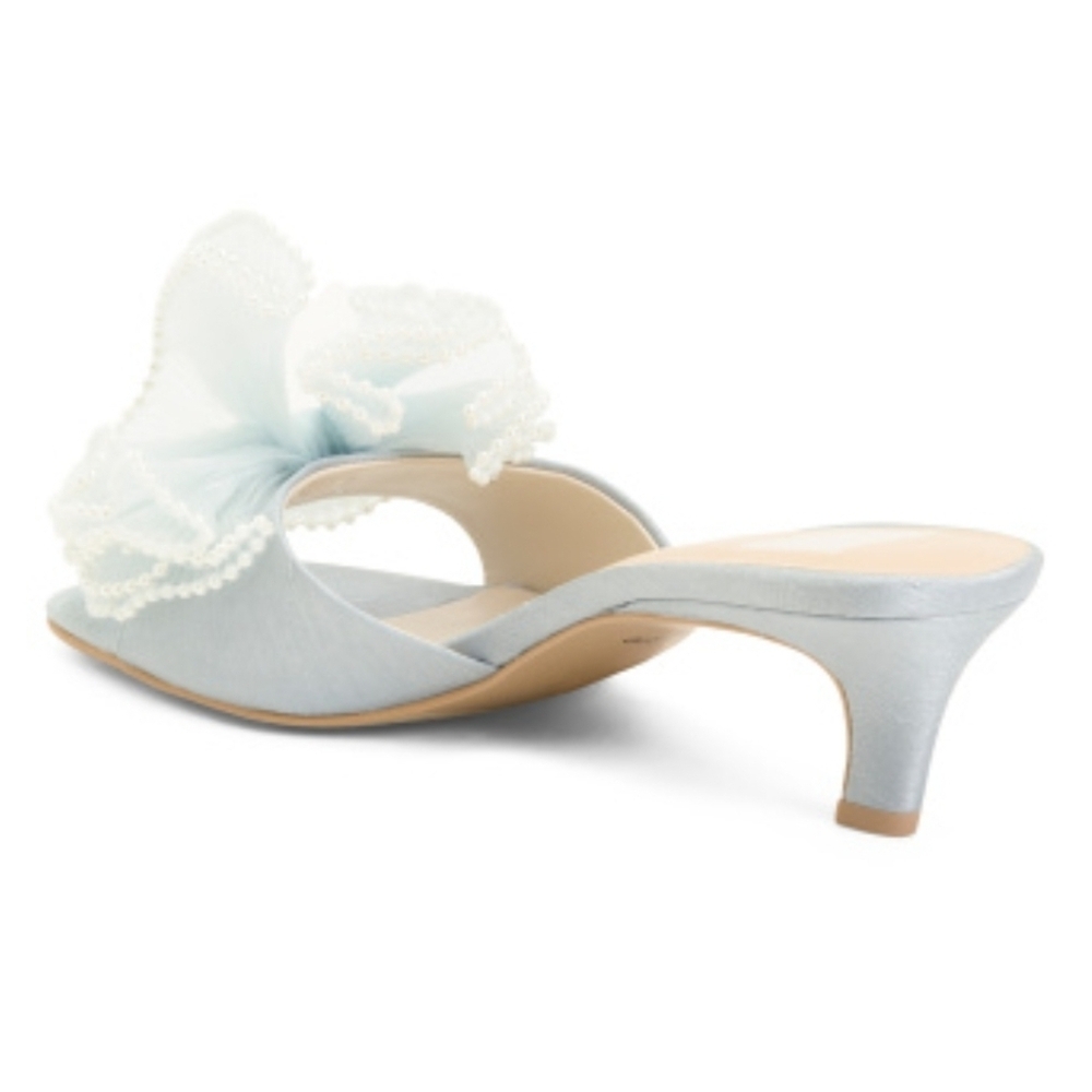 💙🔹️Dolce Vita 🔹️Light Blue Satin NARITA faux Pearl Heels - Picture 5 of 12